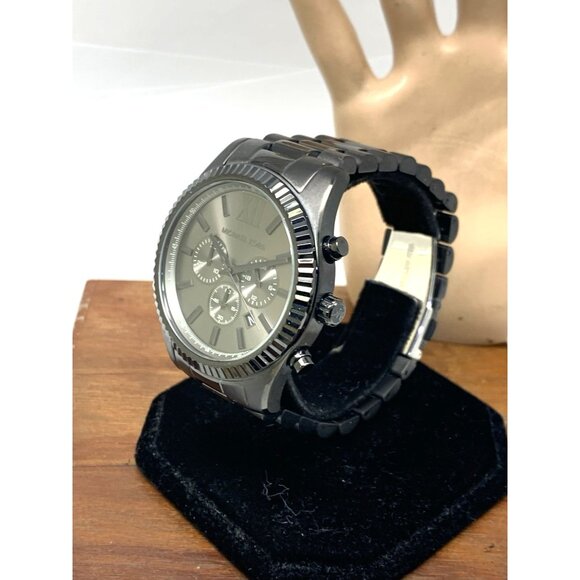 Michael Kors Mens Watch MK9154 Quartz Chronograph Black Gunmetal Stainless Steel - Picture 2 of 14
